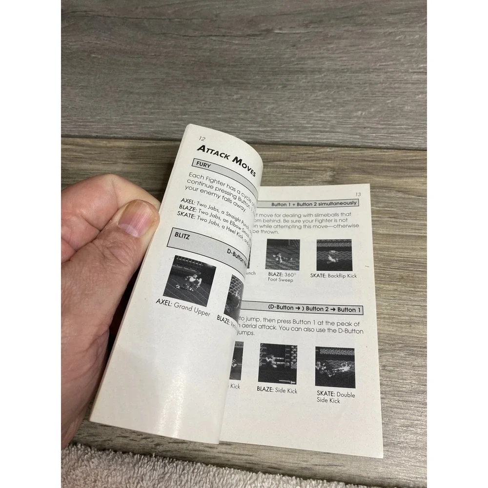 Sega Game‎ Gear Streets of Rage 2 Instruction Manual 1993 Original Booklet